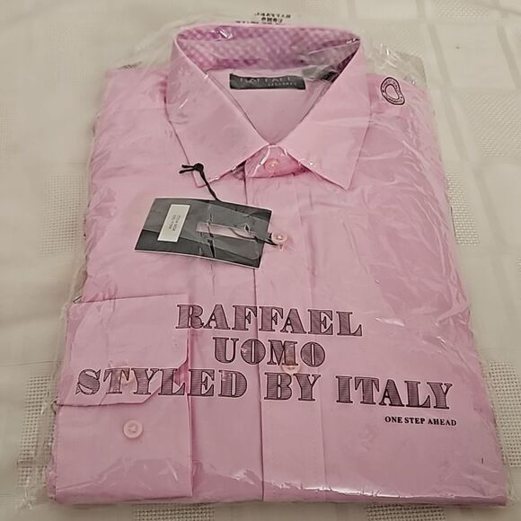 Raffael Uomo Men's Button-Down Long Sleeves Shirt Medium Pink - Picture 16 of 16